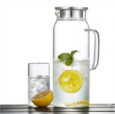 1500 ml stikla krūze ar nerūsējošā tērauda vākiem