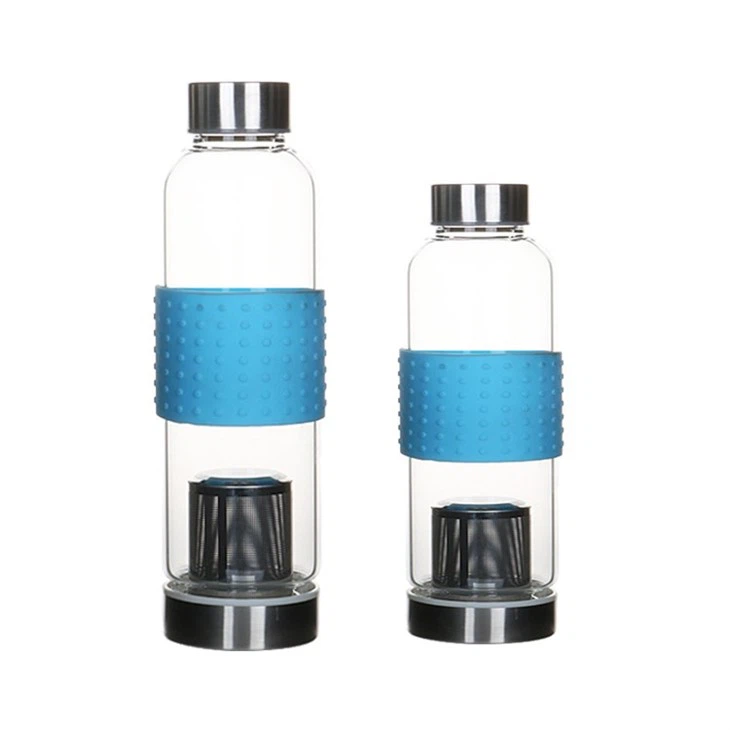 500ml High Borosilicate Glass Water Bottles With Stainless Steel Lid