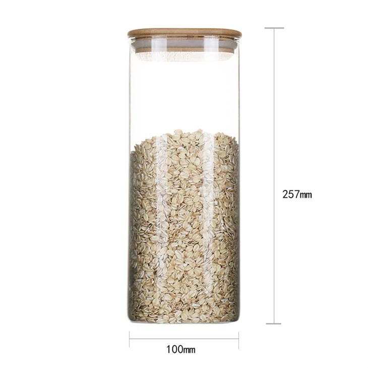 Moistureproof Borosilicate Food Glass Jar Storage WIth Bamboo Lid
